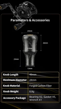 Gomexus Carbon Knob 24mm Black Silver