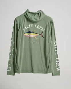 Salty Crew Ahi Mount Hooded Sunshirt Sage Green
