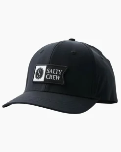 Salty Crew Alpha Flag Elastic 6 Panel Cap Black
