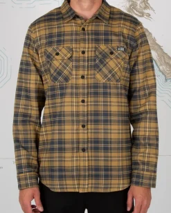 Salty Crew Boatyard Flannel Tee Brown