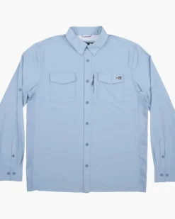 Salty Crew Charter LS Tech Woven Tee Marine Blue