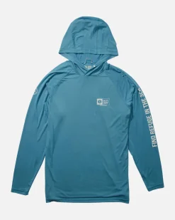 Salty Crew Mariner Hood Tech Tee Azul Blue