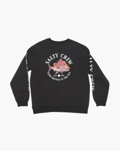 Salty Crew Snap Attack Crew Fleece Jumper Black