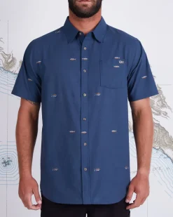 Salty Crew Tight Lines SS Woven Shirt Dark Slate